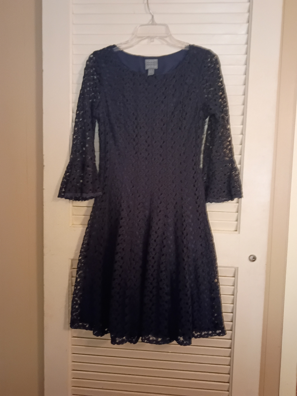 Rabbit Rabbit Rabbit Navy Lace Bell-Sleeve Mini Dress - Picture 2 of 6